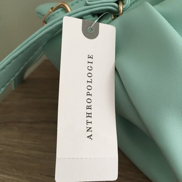 NWT Anthropologie Mini Knot Satchel Crossbody Pastel Blue/Green Purse - Picture 5 of 10